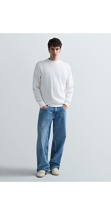 ワッフルコットンロングスリーブTシャツ 詳細画像